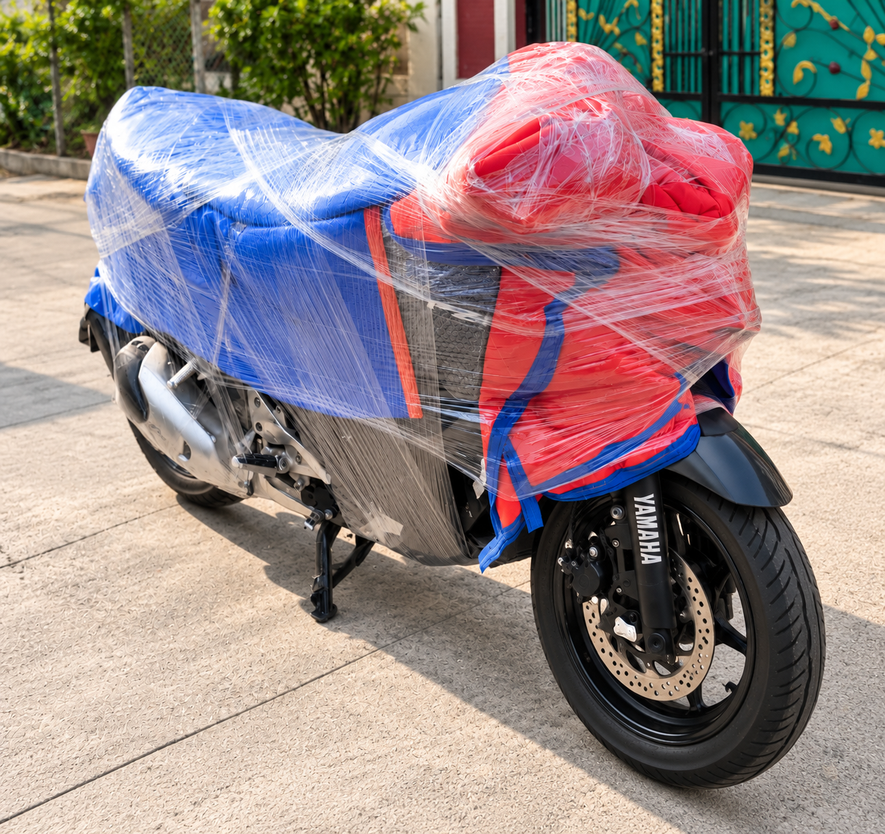 Close view of a classic motorcycle